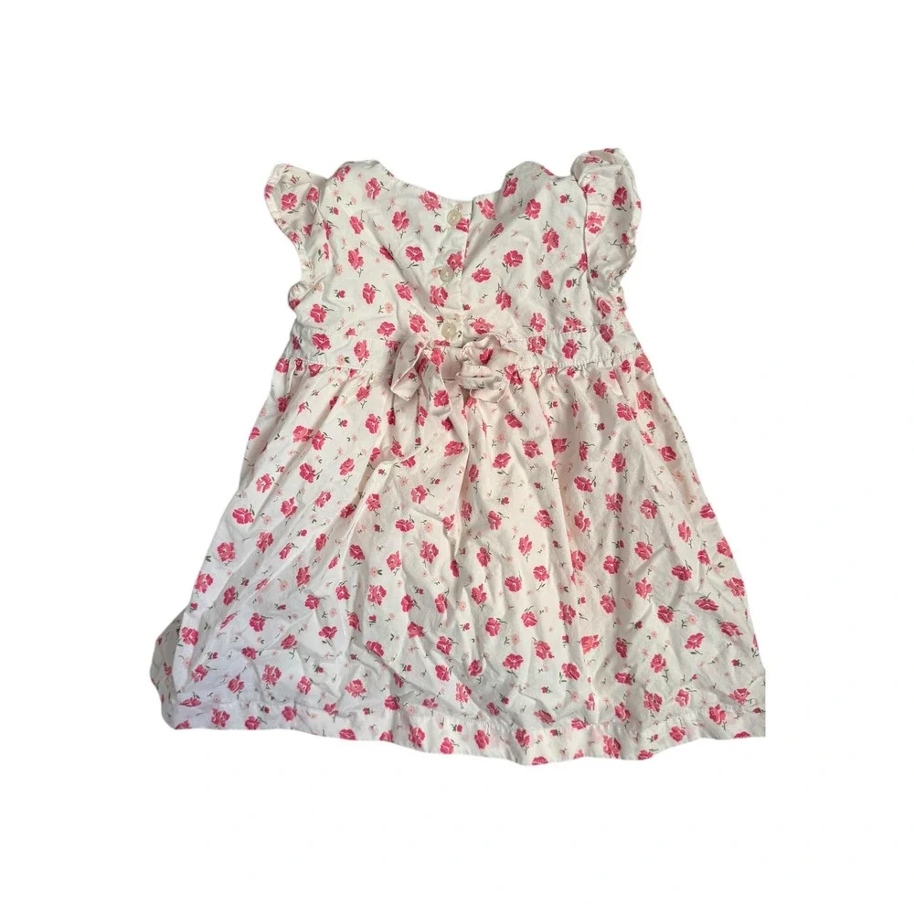 Ruby & Bloom Toddler Girls Pink White Floral Smocked Flutter Sleeve Dress  18‎ m